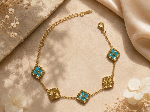 Edelstahl armband kleeblatt - edelstahl,