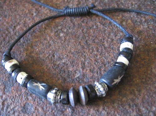 Surferarmband schwarz kokos - schwarz,