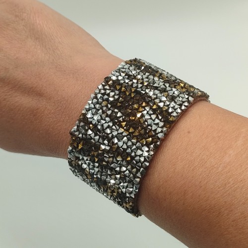 Armband leder steinbesatz gold - leder,