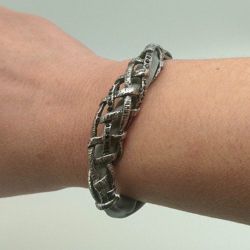Armband edelstahl stoff silber - edelstahl,
