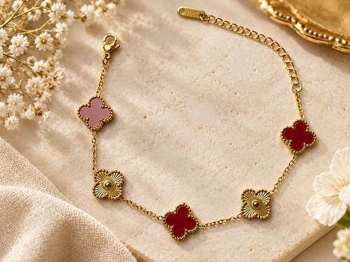 Kleeblatt armband edelstahl - kleeblatt,